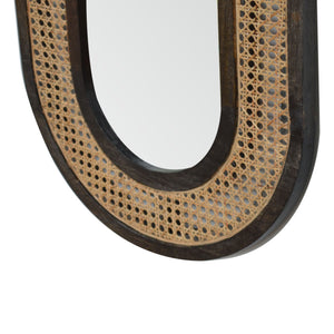 Carbon Black Rattan Mirror