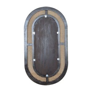 Carbon Black Rattan Mirror