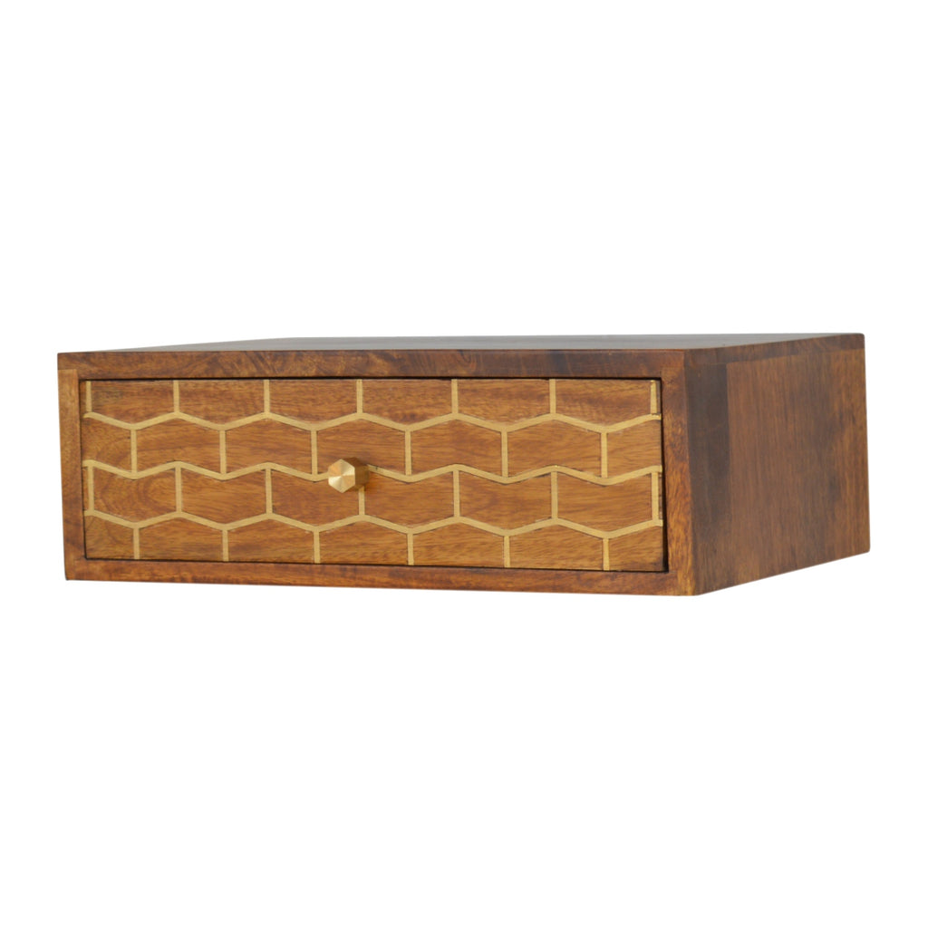 Wall Mounted Gold Art Pattern Chestnut Bedside