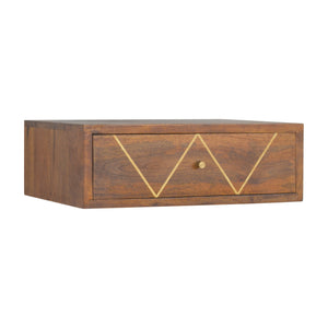 Wall Mounted Chestnut Brass Inlay Bedside