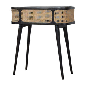 Ash Black Rattan Tray Table