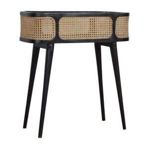 Ash Black Rattan Tray Table