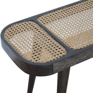 Ash Black Rattan Bench