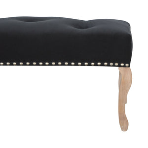 French Style Black Velvet Bench