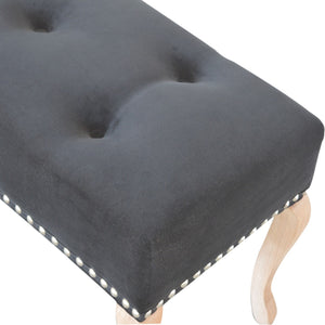 French Style Black Velvet Bench