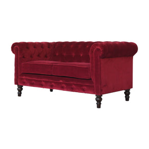 Wine Red Velvet Chesterfield Sofa