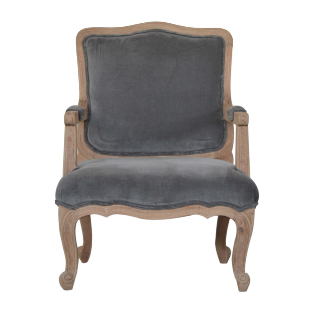 Grey Velvet French Style Chair