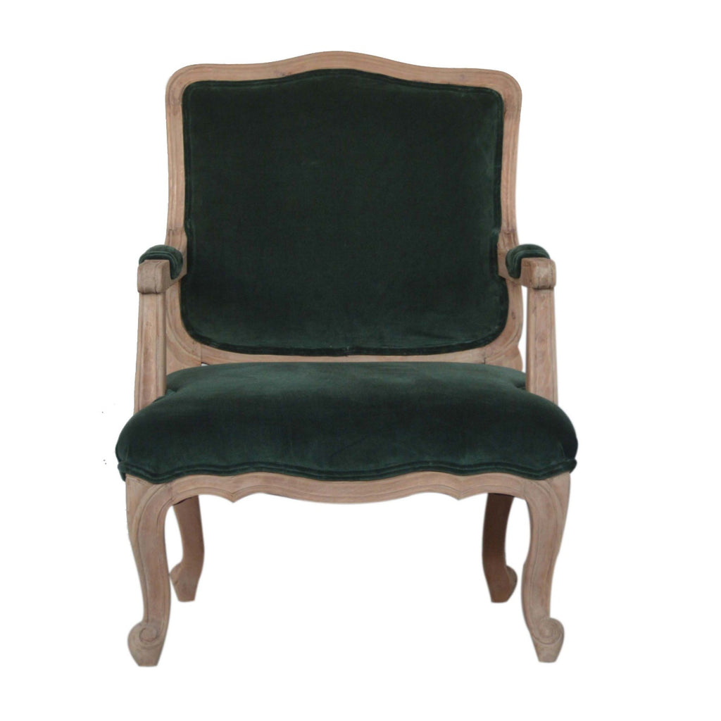 Emerald Green Velvet French Style Chair