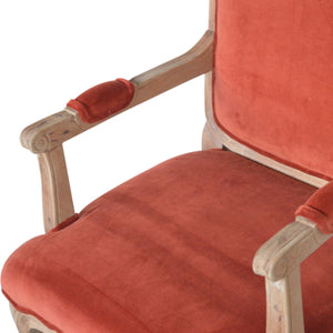 Brick Red Velvet French Style Chair