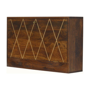 Geometric Brass Inlay Flip Down Writing Desk