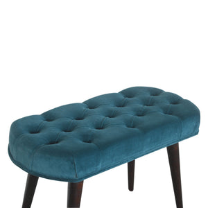 Teal Cotton Velvet Deep Button Bench