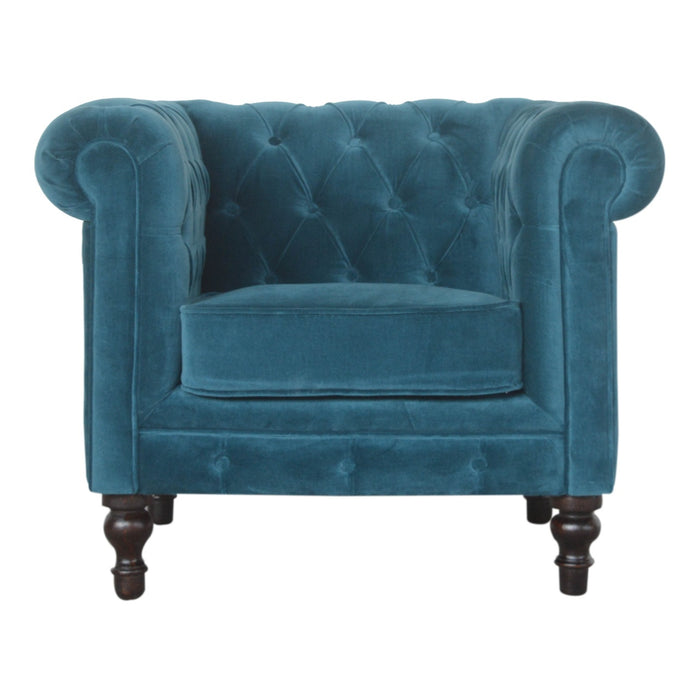 Teal Velvet Chesterfield Armchair