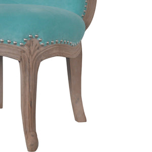 Aqua Velvet Studded Chair