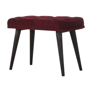 Wine Red Velvet Deep Button Bench