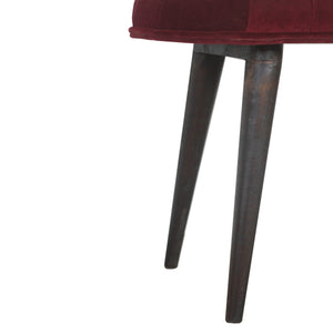 Wine Red Velvet Deep Button Bench