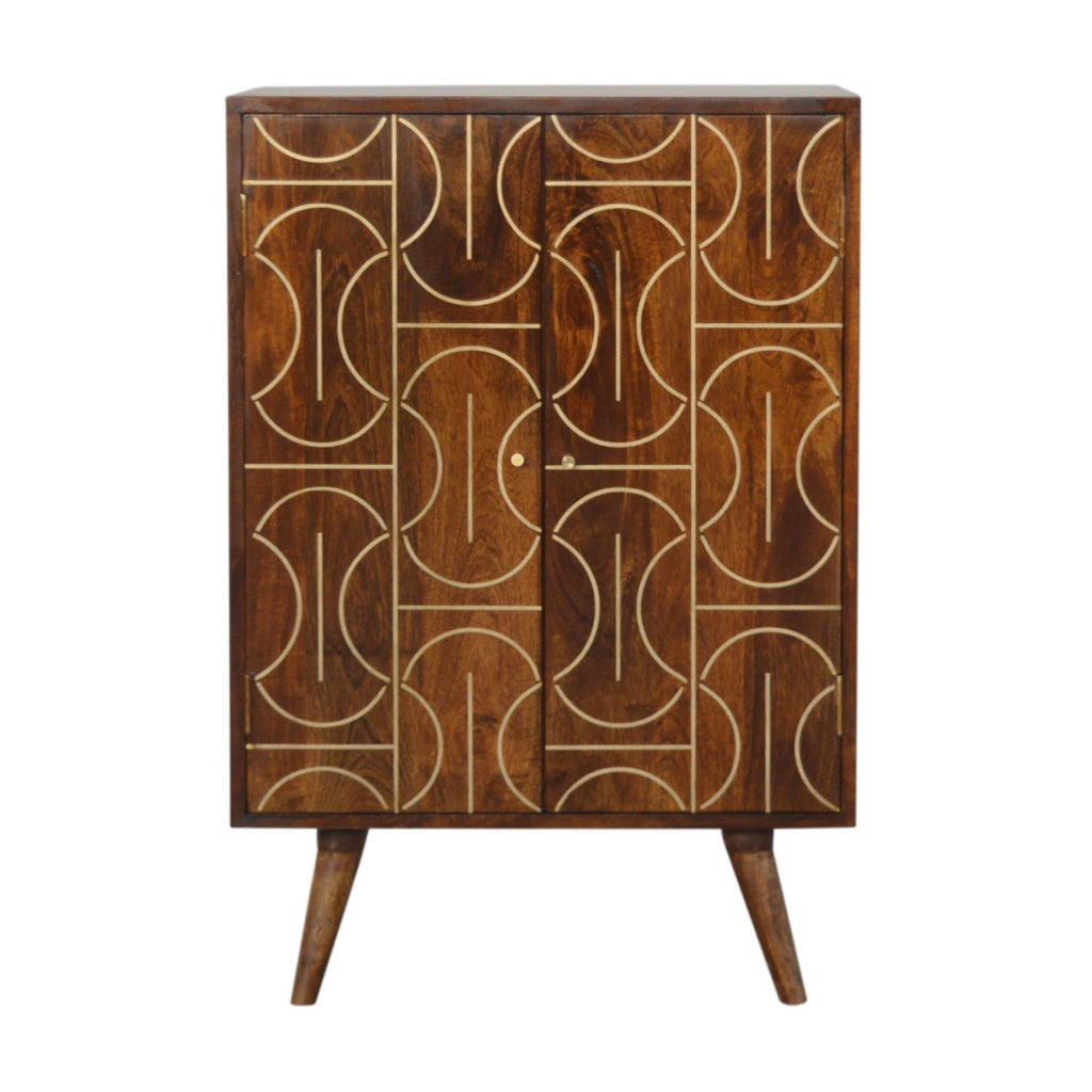 Chestnut Gold Inlay Abstract Cabinet