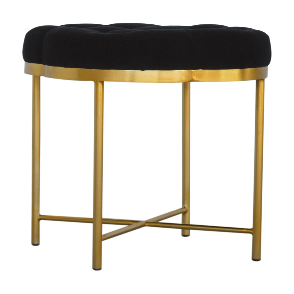 Clover Black Velvet Footstool - OUT OF STOCK