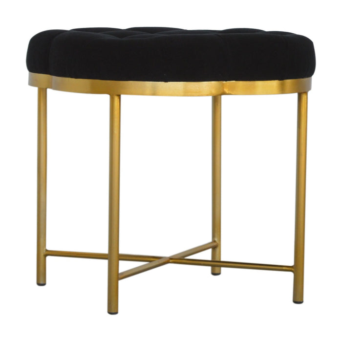 Clover Black Velvet Footstool - OUT OF STOCK