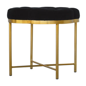 Clover Black Velvet Footstool - OUT OF STOCK