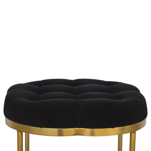 Clover Black Velvet Footstool - OUT OF STOCK