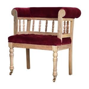 Wine Red Mini Deep Button Hallway Chair