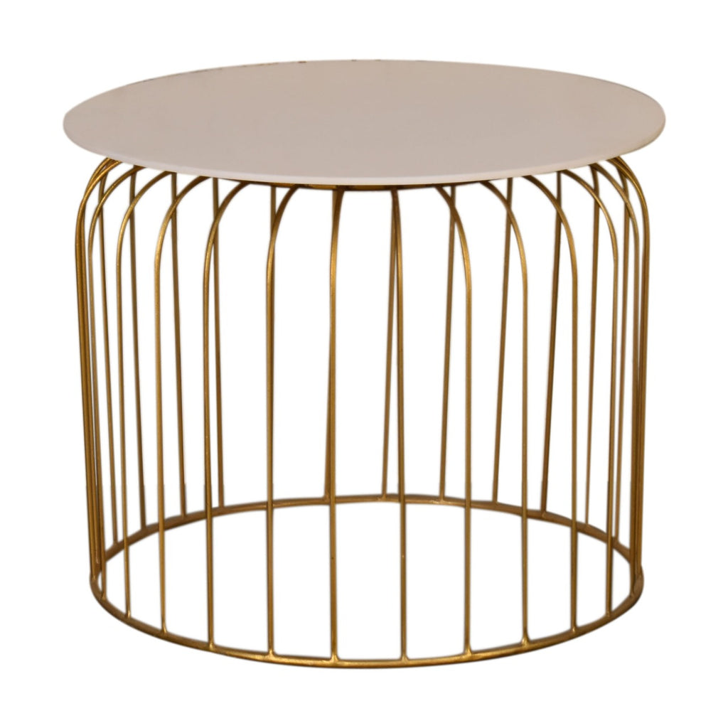 Caged Marble Top Side Table