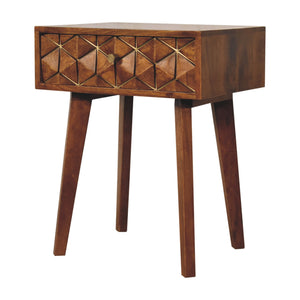 Chestnut Cubed Brass Inlay Bedside