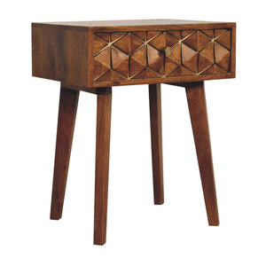 Chestnut Cubed Brass Inlay Bedside