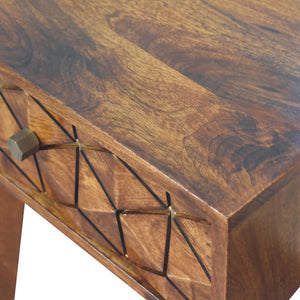 Chestnut Cubed Brass Inlay Bedside