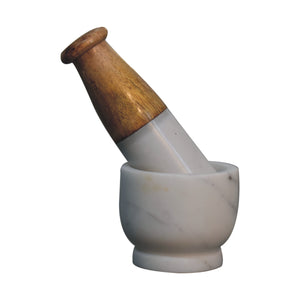 Small Wood & Marble Pestle and Mortar