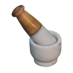 Small Wood & Marble Pestle and Mortar