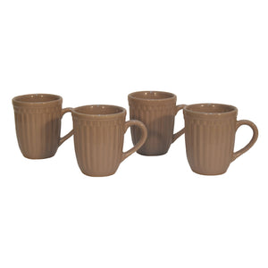 Beige Ribbed Mug Set of 4
