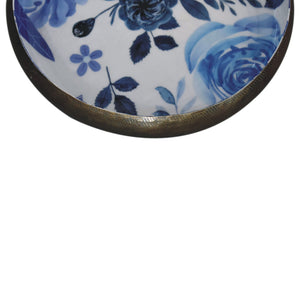 Blue Floral and Brass Bowl