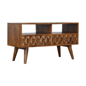 Chestnut Pineapple Carved Media Unit