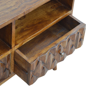 Chestnut Pineapple Carved Media Unit