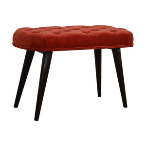 Brick Red Cotton Velvet Deep Button Bench