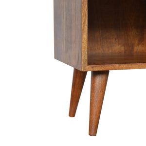 Tile Carved Chestnut Bedside with Open Slot