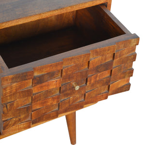 Tile Carved Chestnut Bedside with Open Slot