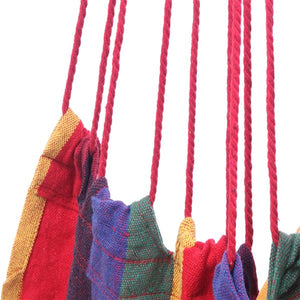 Hammock Chair - Cotton Canvas Hanging Rope Chair with Rainbow Pillows Red