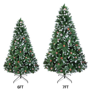 Christmas Tree 7FT 1350 Branch Flocking Spray White Tree Plus Pine Cone (YJ)