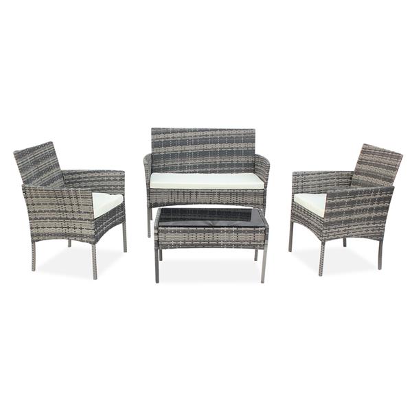 Luxury Garden Party Outdoor Living Room Balcony Rattan Furniture Four-Piece-Grey