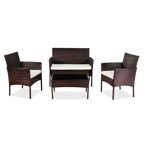 Luxury Garden Party Outdoor Living Room Balcony Rattan Furniture Four-Piece-Brown