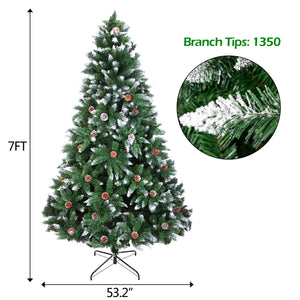 Christmas Tree 7FT 1350 Branch Flocking Spray White Tree Plus Pine Cone (YJ)