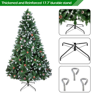 Christmas Tree 7FT 1350 Branch Flocking Spray White Tree Plus Pine Cone (YJ)