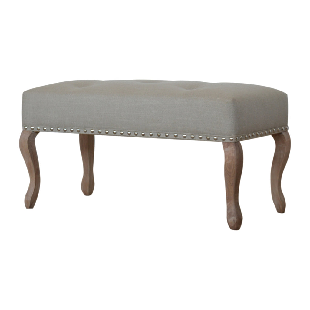 Cream Upholstered Studded Hallway Bench