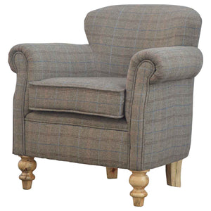 Multi Tweed Armchair with Turned Feet