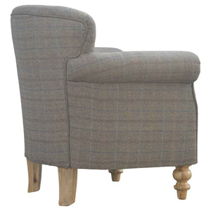 Multi Tweed Armchair with Turned Feet