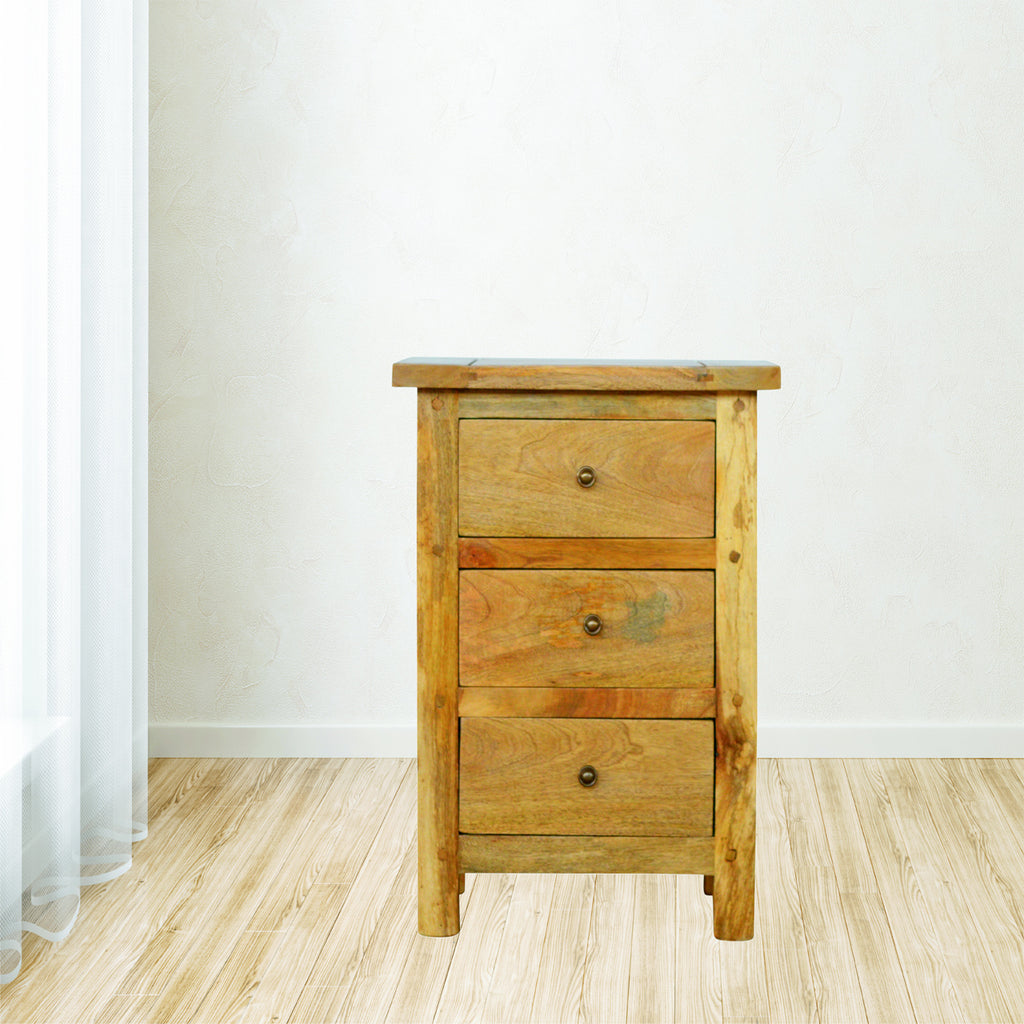 Country Style Bedside with 3 Drawers