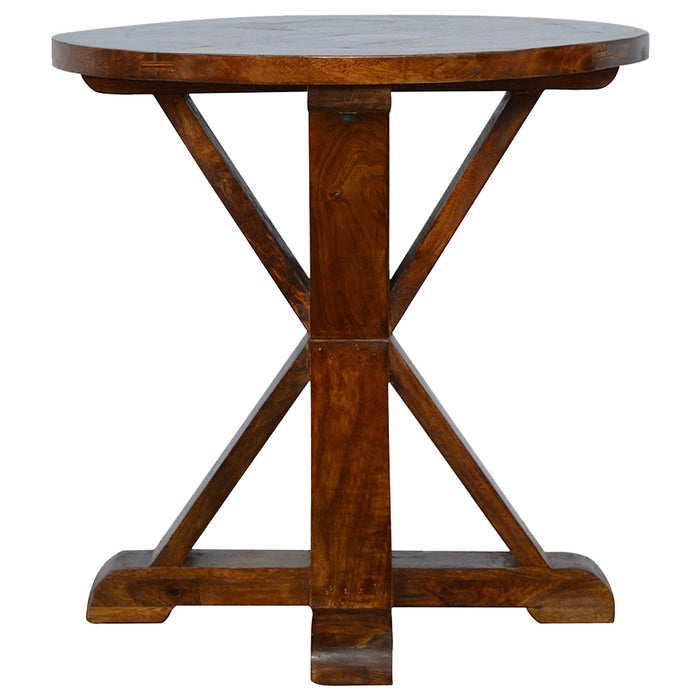 Chestnut Round Solid Wood Table With Tristle Base