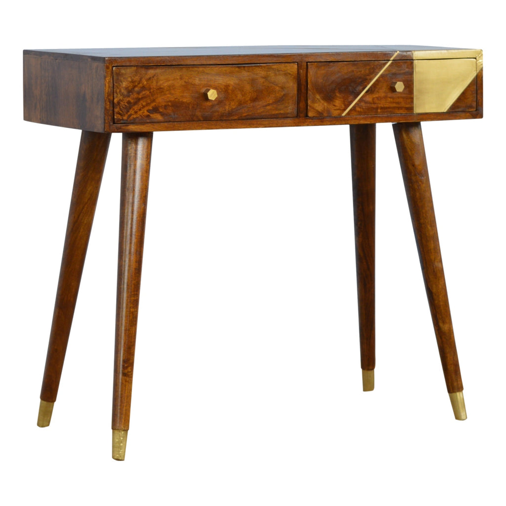 Gold Geometric Chestnut Console Table